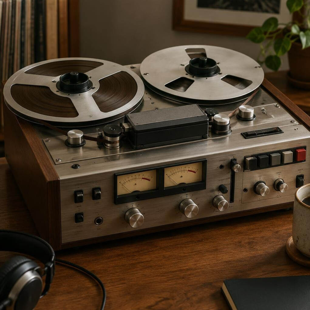 Close-up of a vintage analog recording device