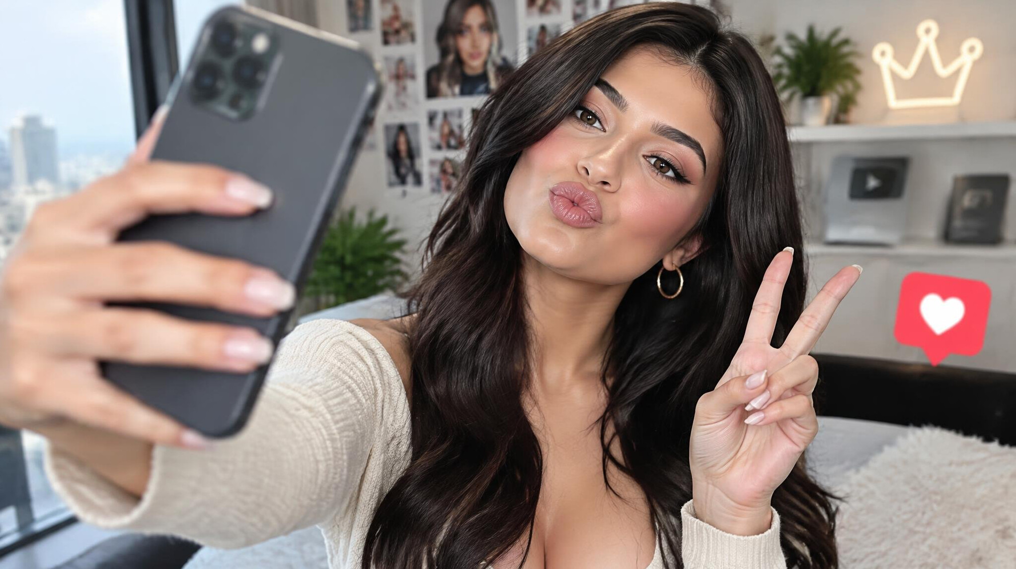 celebrity influencer on phone