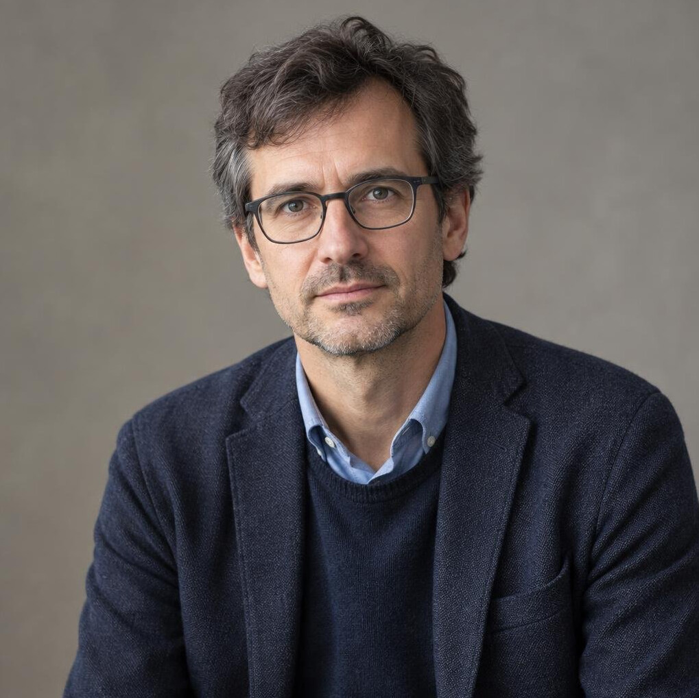 Studio portrait of a European man researcher in his forties